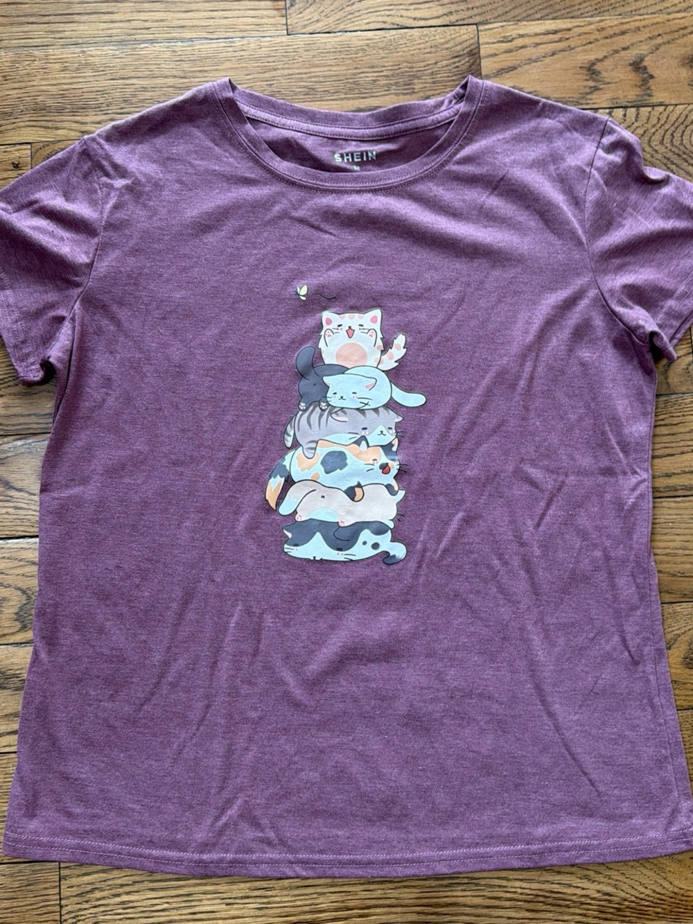 SHEIN Mauve Short Sleeve Tee with Printed Care Label